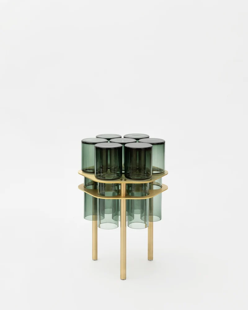 Field 7 Side Table - Olivin Glass , Brushed Brass