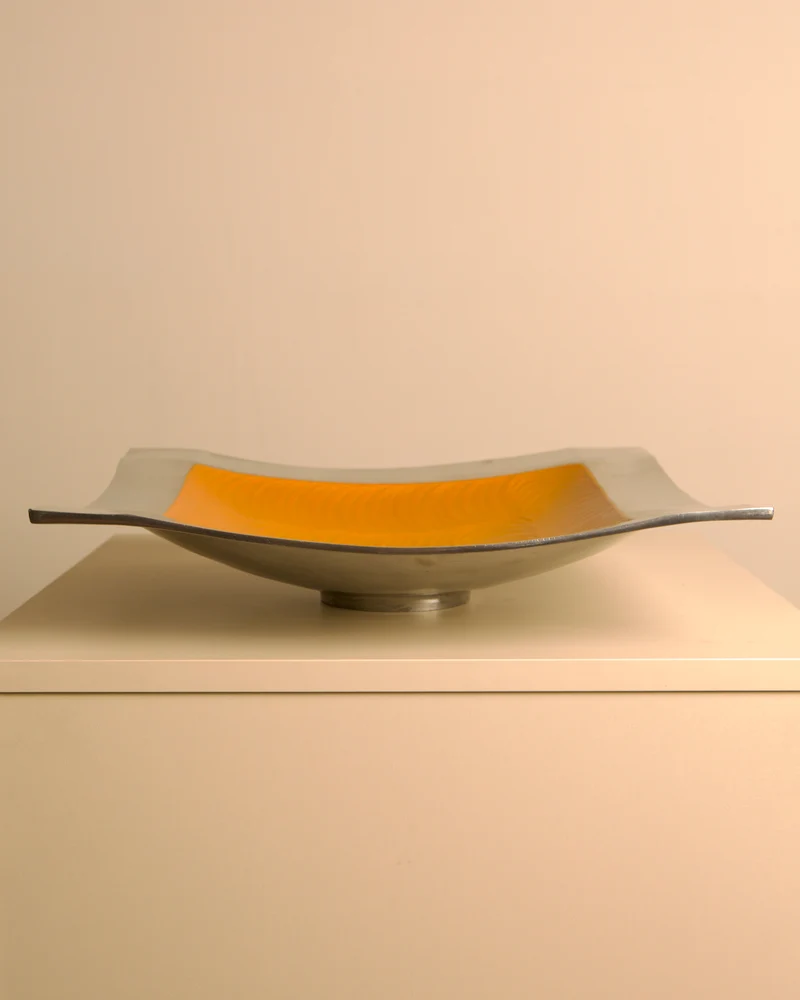 "Galassia" Aluminum Dish, Orange Center, Brandani, Italy, 1980s