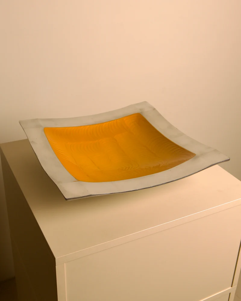 "Galassia" Aluminum Dish, Orange Center, Brandani, Italy, 1980s