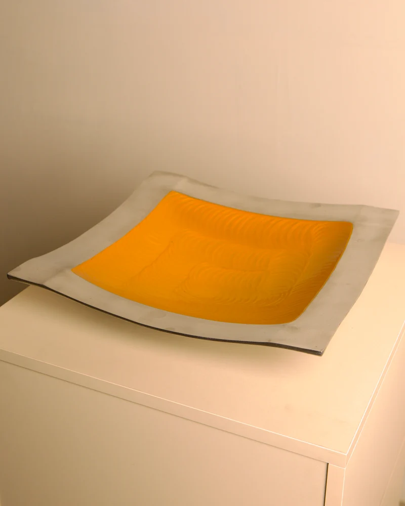 "Galassia" Aluminum Dish, Orange Center, Brandani, Italy, 1980s