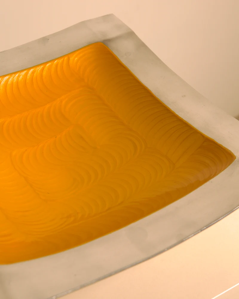 "Galassia" Aluminum Dish, Orange Center, Brandani, Italy, 1980s