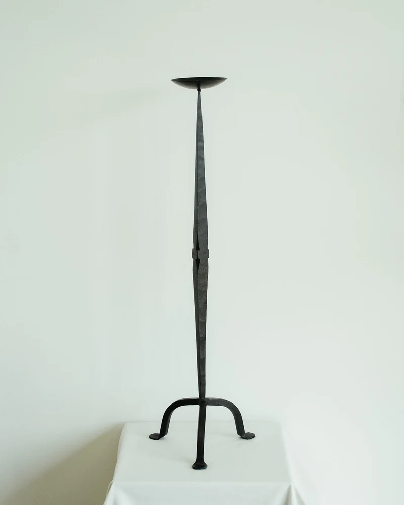 Brutalist Tall Metal Candleholder