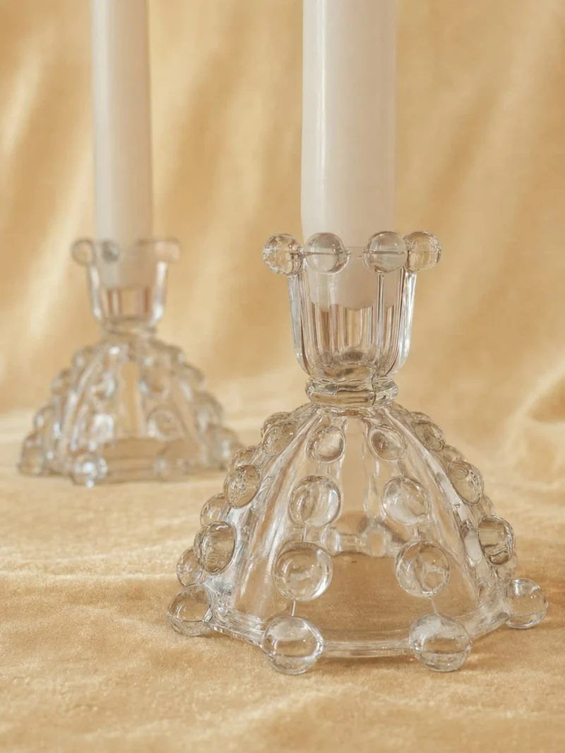 Set of 2 Candle Holders in Glass