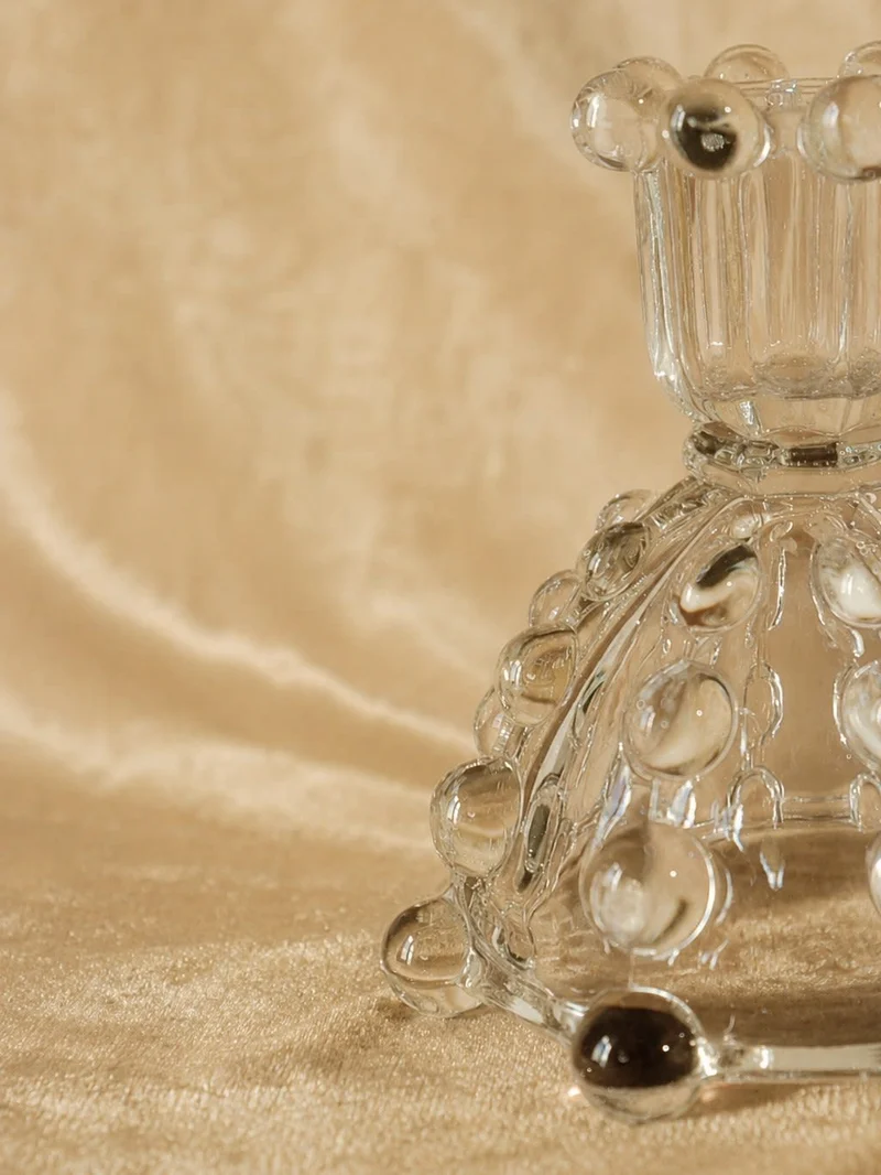 Set of 2 Candle Holders in Glass