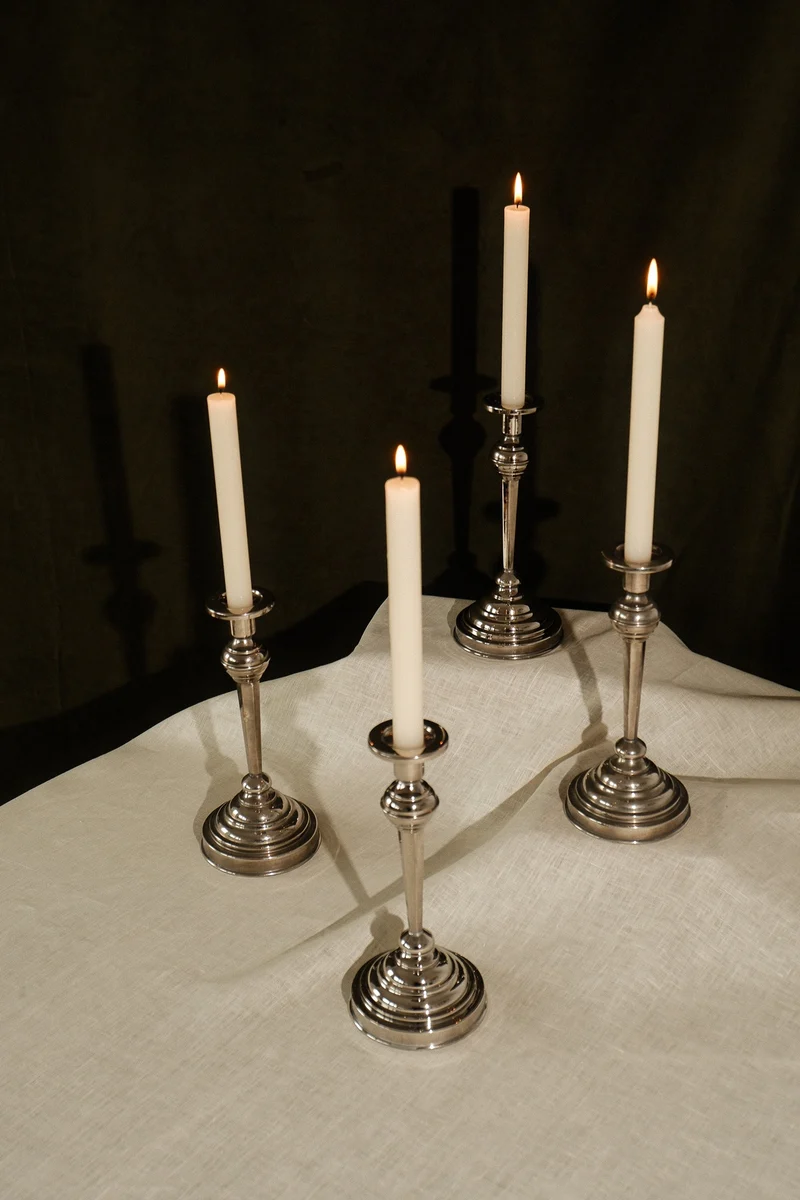 Set of 4 Stainless Steel Candlesticks