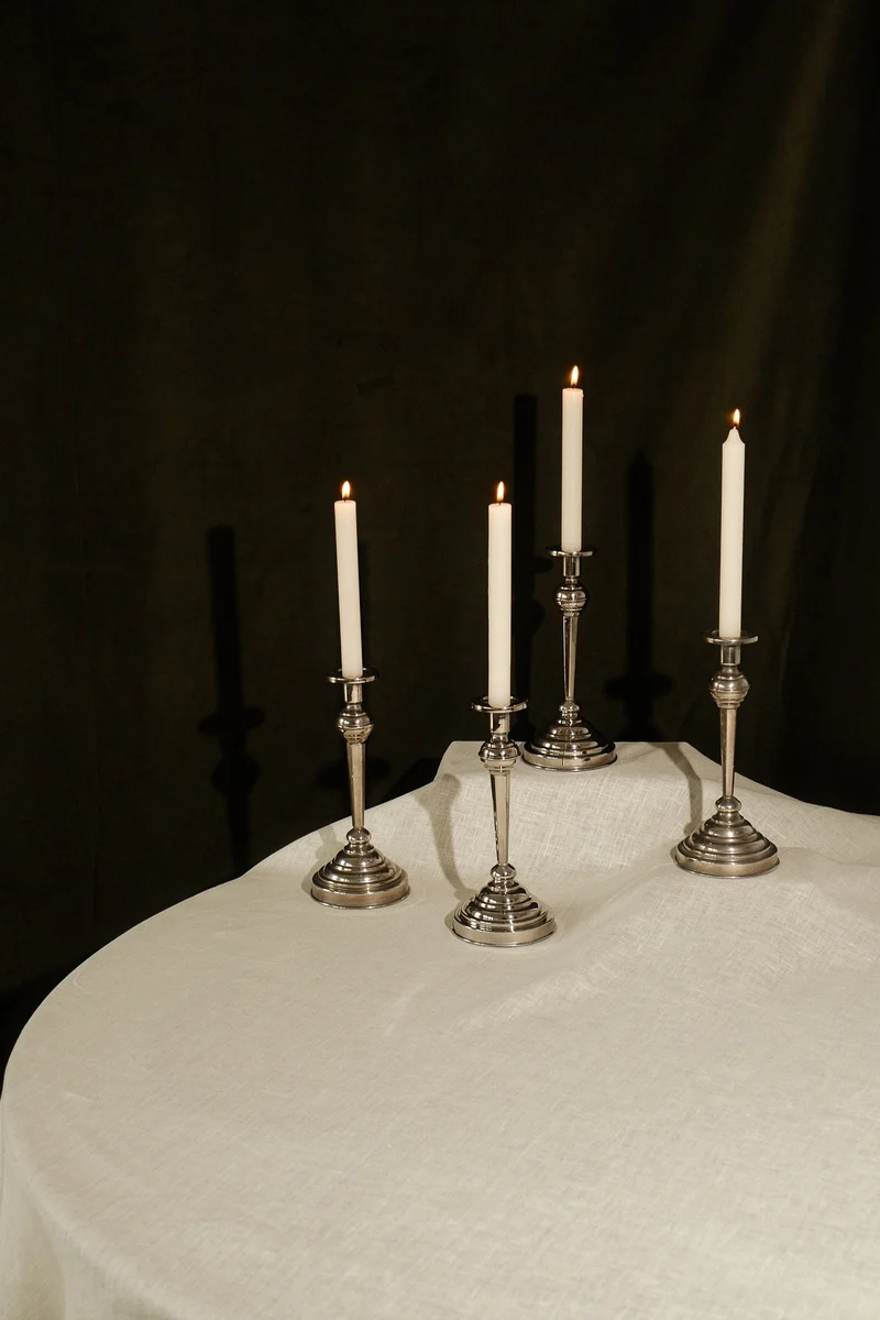 Set of 4 Stainless Steel Candlesticks