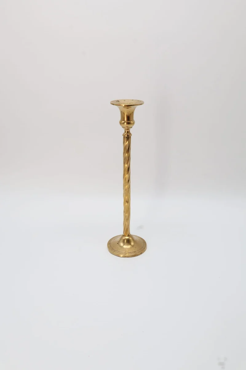 Barley Twist Brass Candlestick – United Kingdom, 1970s–1980s
