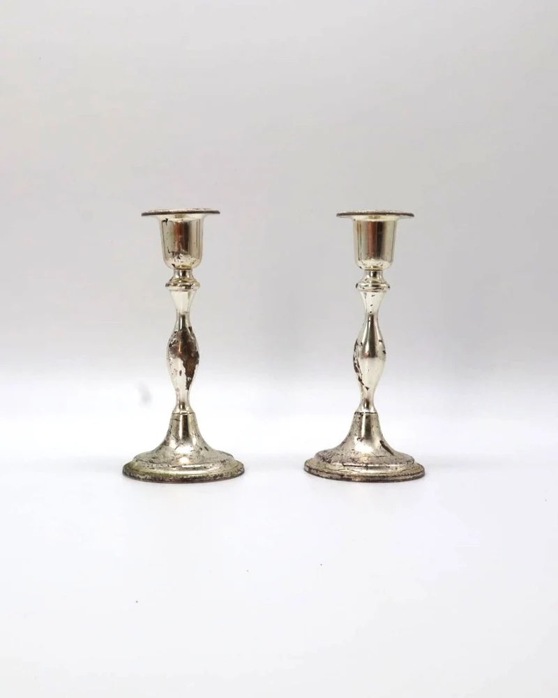 Pair of Vintage Silver-Plated Candlesticks – West Germany (c. 1950-1960)