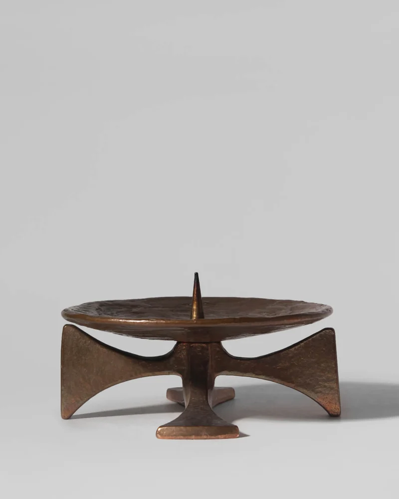 Brutalist Massive Bronze Candle Holder, 1960s