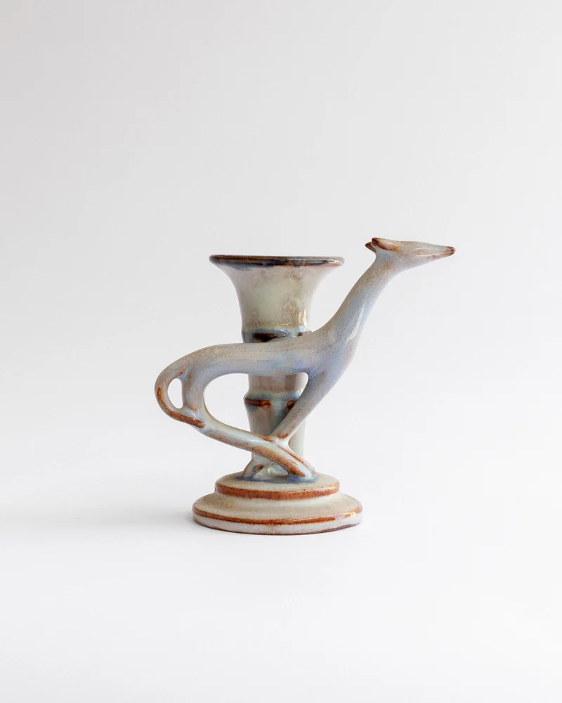 Sculptural Art Deco Ceramic Candle Holder, 1920s–30s