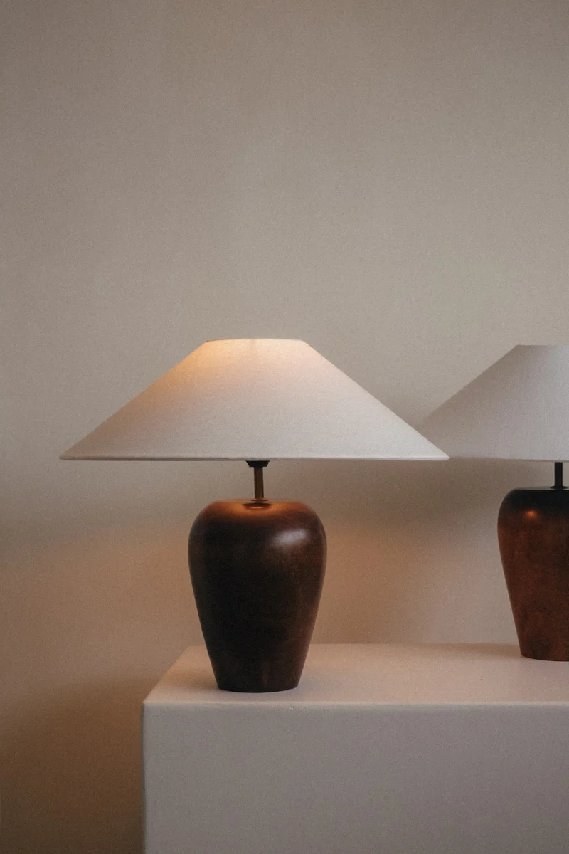 Vintage Mid-Century Modern Wooden Table Lamp