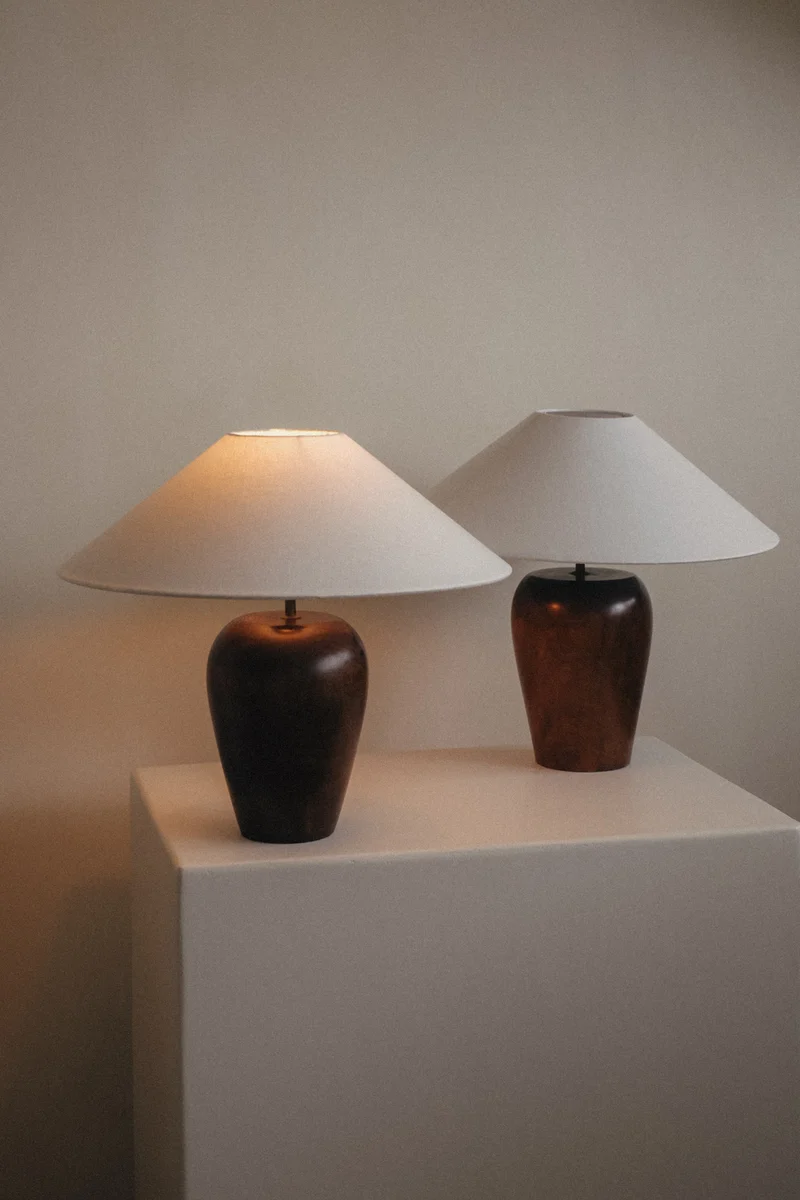 Vintage Mid-Century Modern Wooden Table Lamp