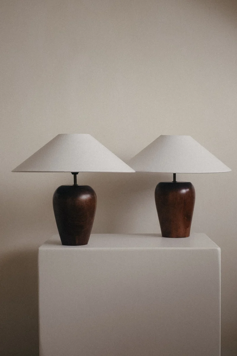 Vintage Mid-Century Modern Wooden Table Lamp