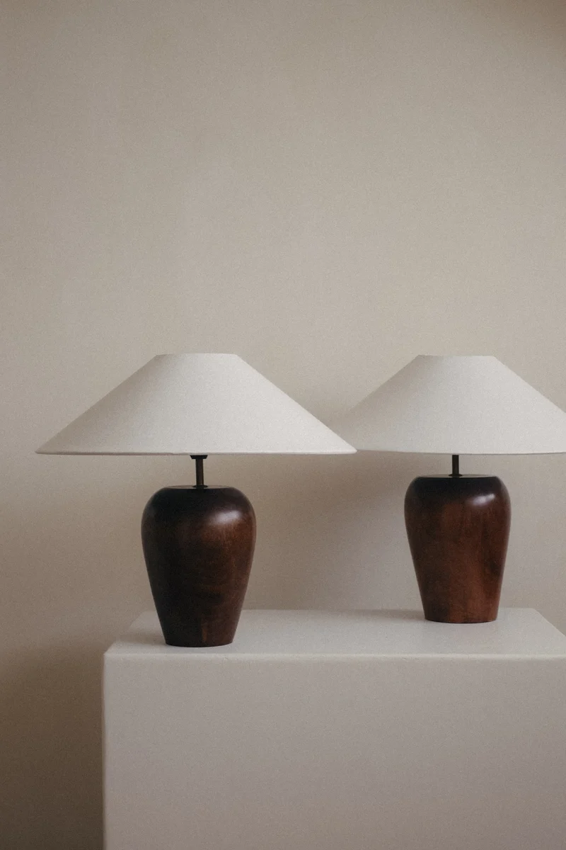 Vintage Mid-Century Modern Wooden Table Lamp