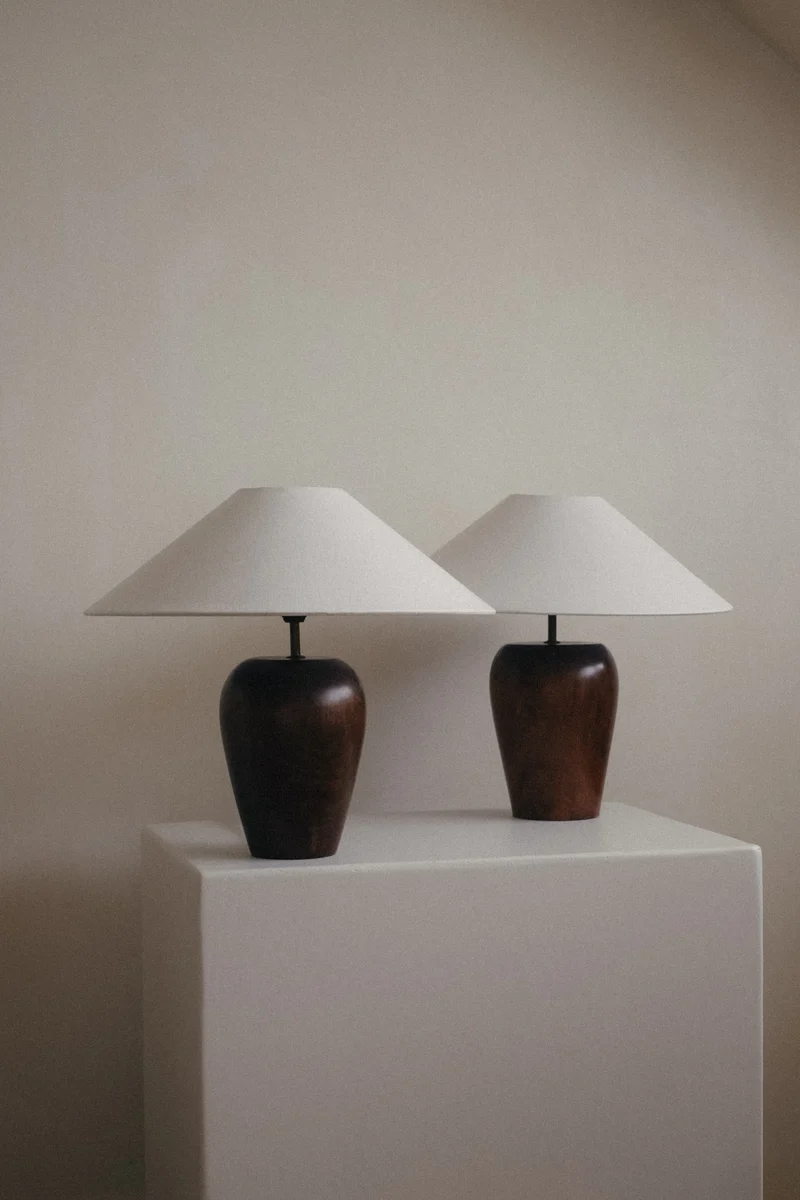 Vintage Mid-Century Modern Wooden Table Lamp
