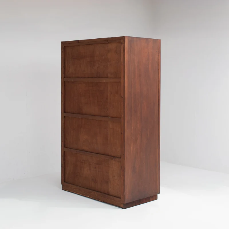 Mid-Century Walnut Wardrobe with Brass Handles