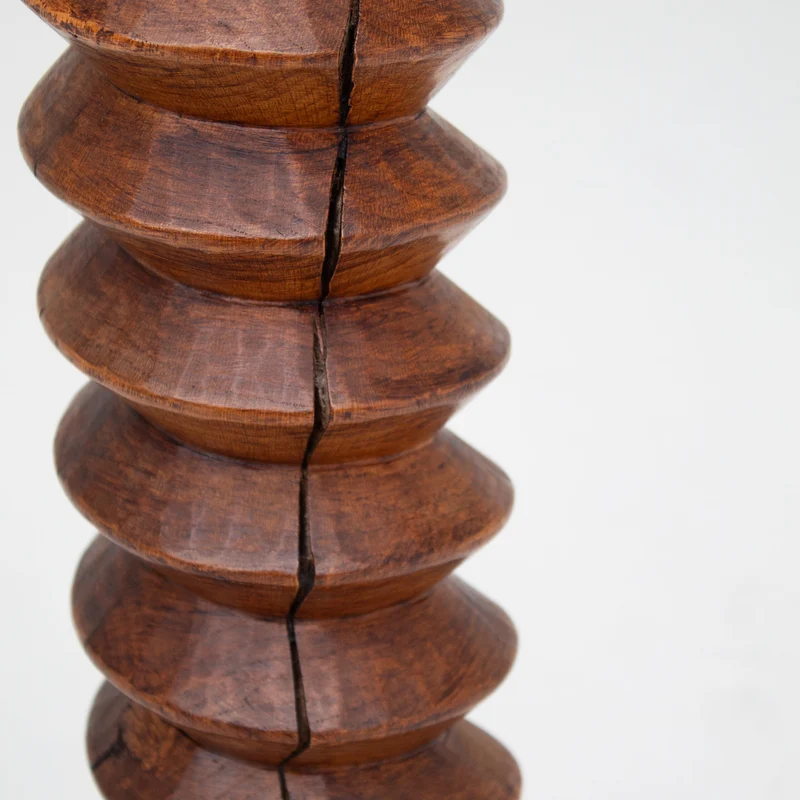 Hand-Carved Wooden Pedestal in Solid Walnut