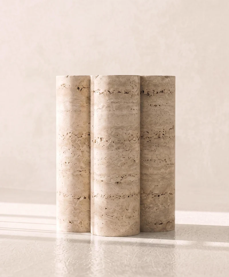 Barvinok Travertine Side Table in Stone