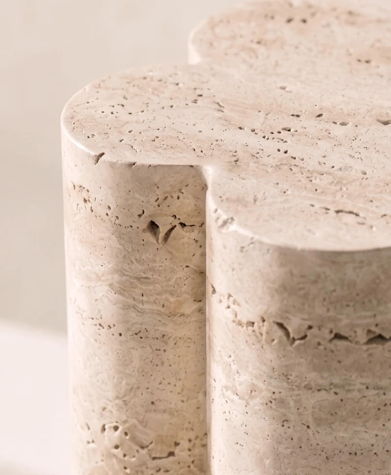 Barvinok Travertine Side Table in Stone