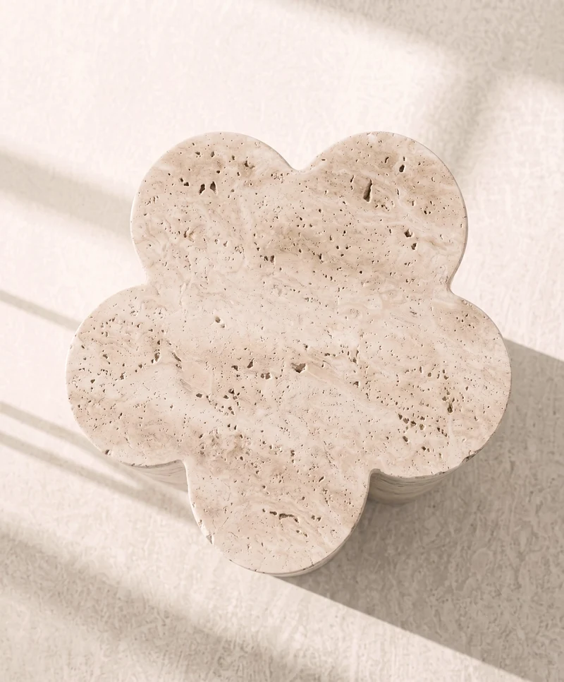 Barvinok Travertine Side Table in Stone