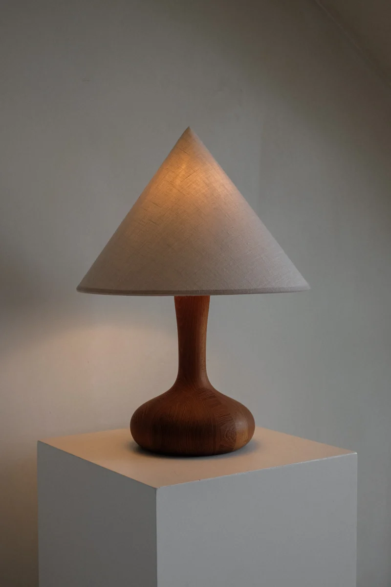 Vintage Mid-Century 1970's Teak Table Lamp by Domus