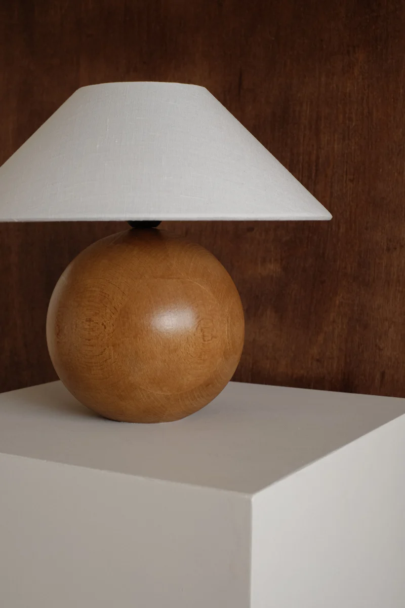 Vintage Wooden Sphere Table Lamp