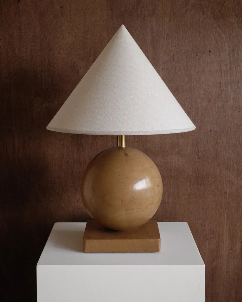 Vintage Wooden Cone Table Lamp