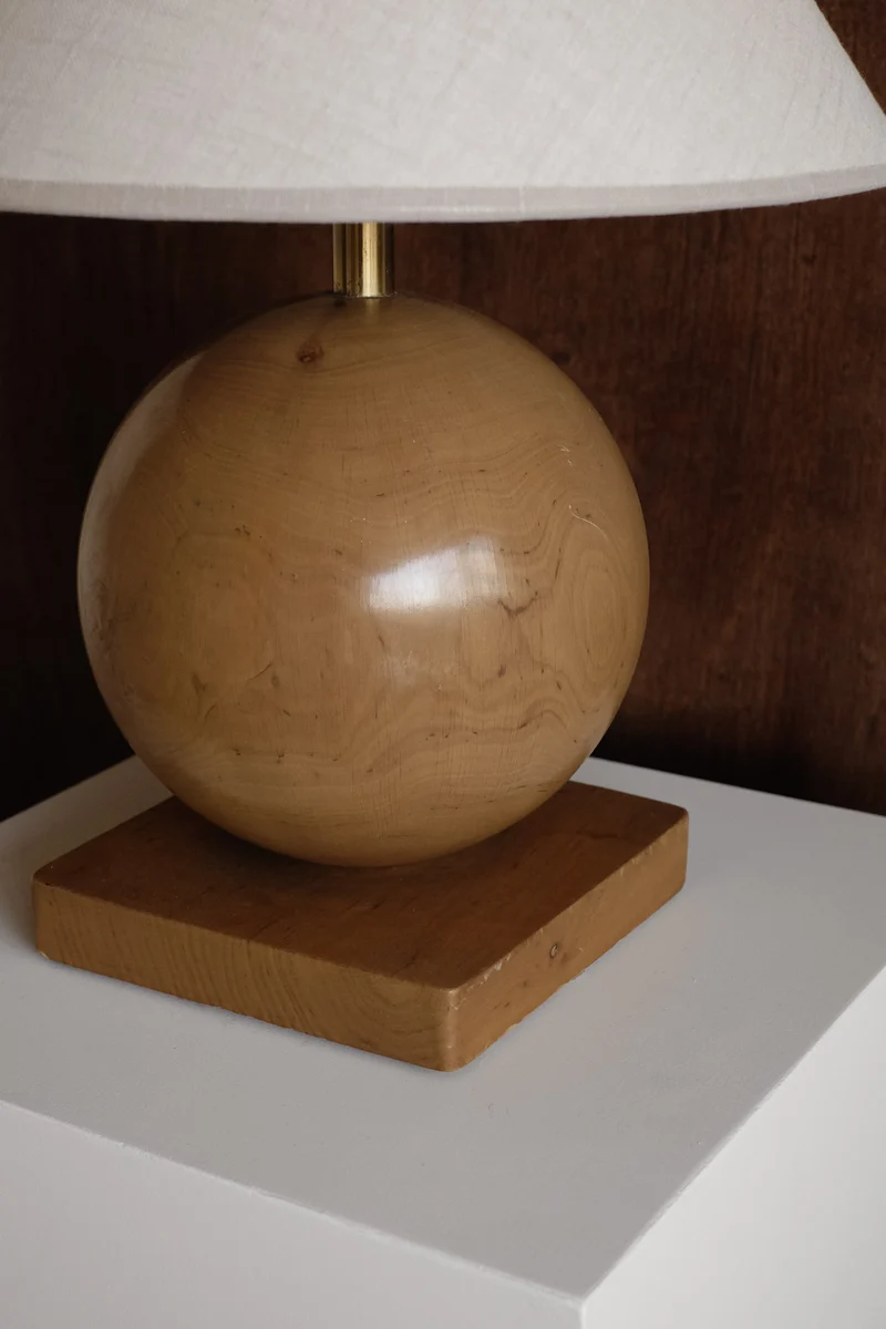 Vintage Wooden Cone Table Lamp