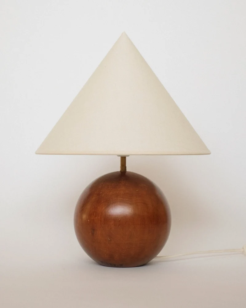 Vintage Wooden Sphere Table Lamp