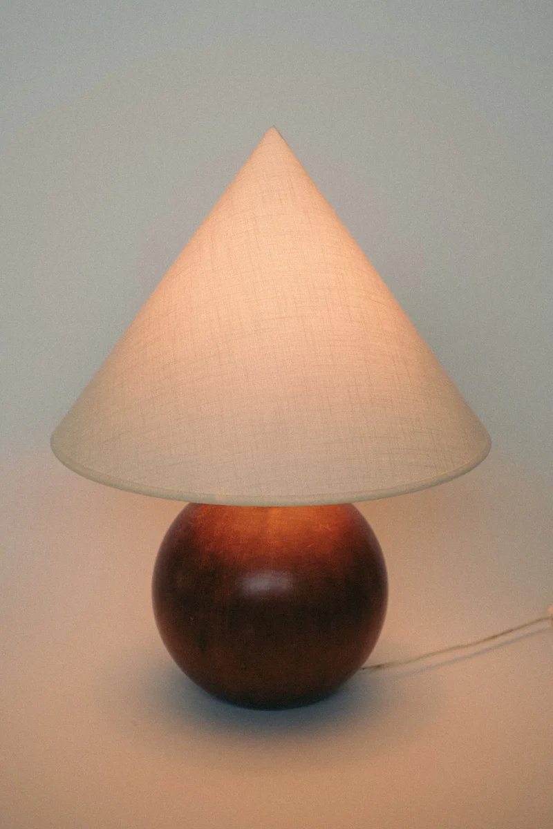 Vintage Wooden Sphere Table Lamp