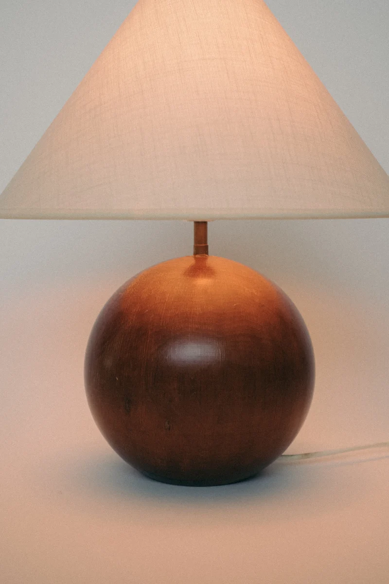 Vintage Wooden Sphere Table Lamp