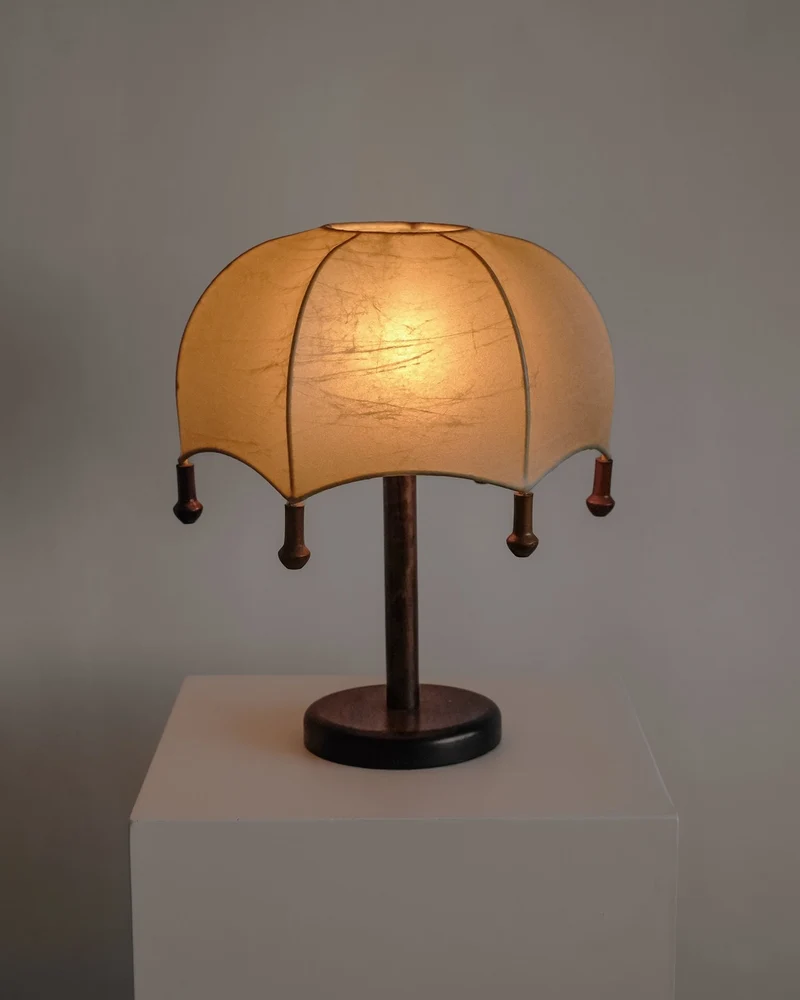 Vintage Mid-Century Cocoon Umbrella Tablelamp Resin Table Lamp