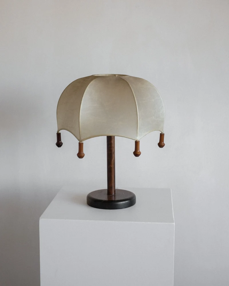 Vintage Mid-Century Cocoon Umbrella Tablelamp Resin Table Lamp