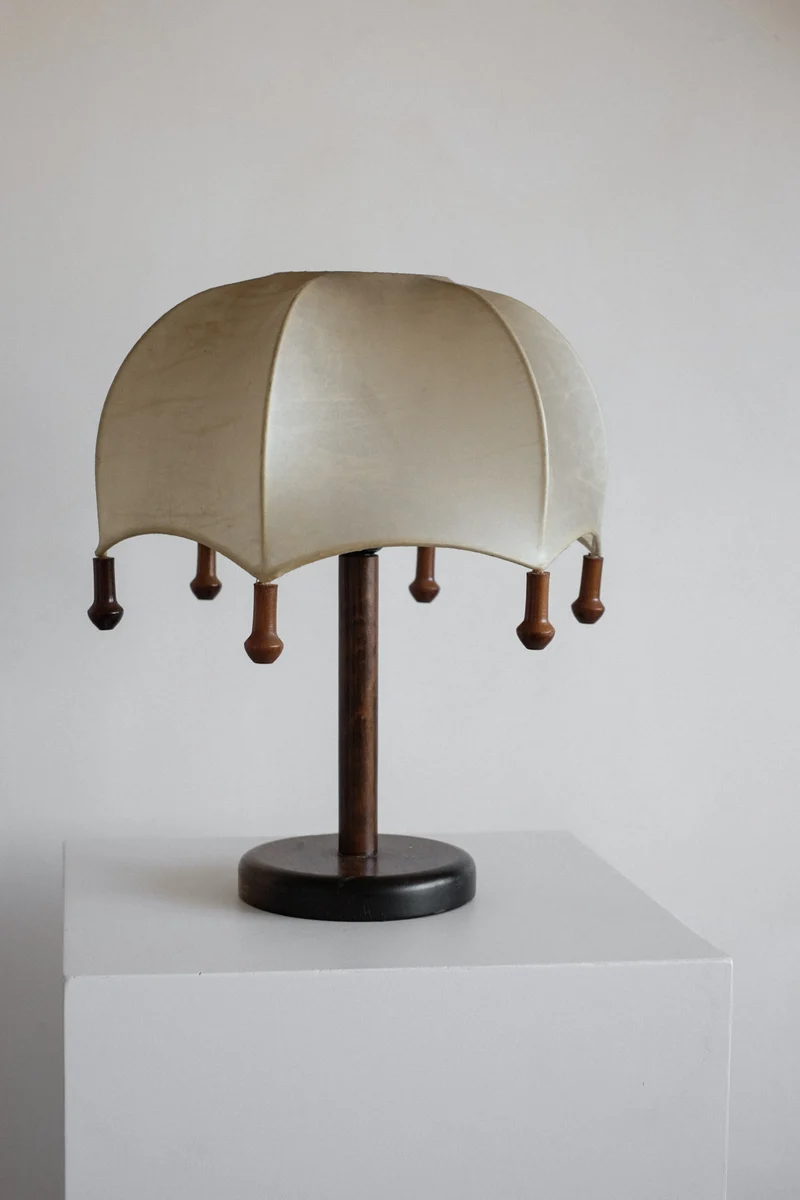 Vintage Mid-Century Cocoon Umbrella Tablelamp Resin Table Lamp