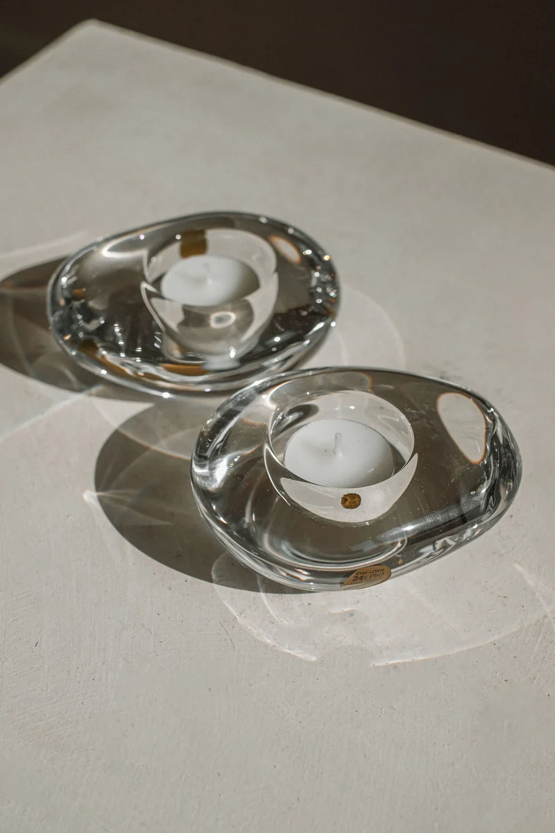 Set of 2 Crystal Candleholders
