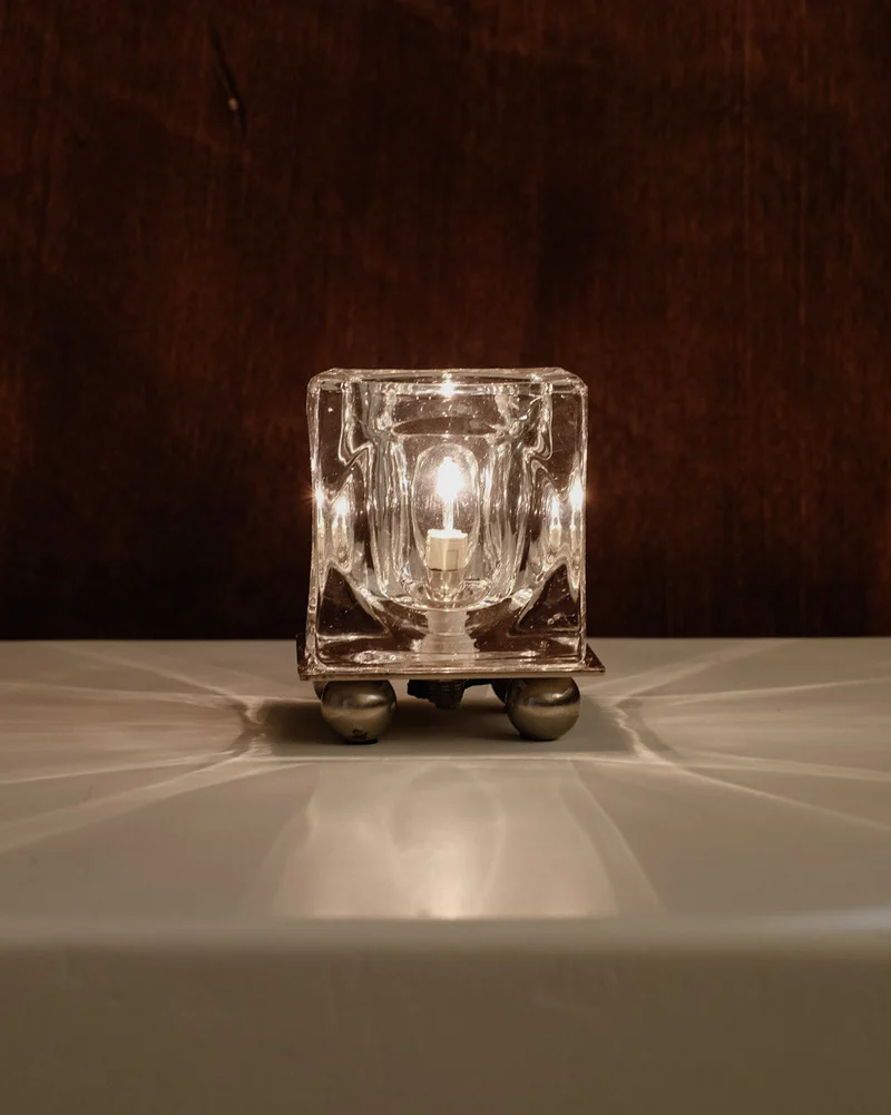 Vintage 'Ice Cube' Glass Table Lamp, 1990s