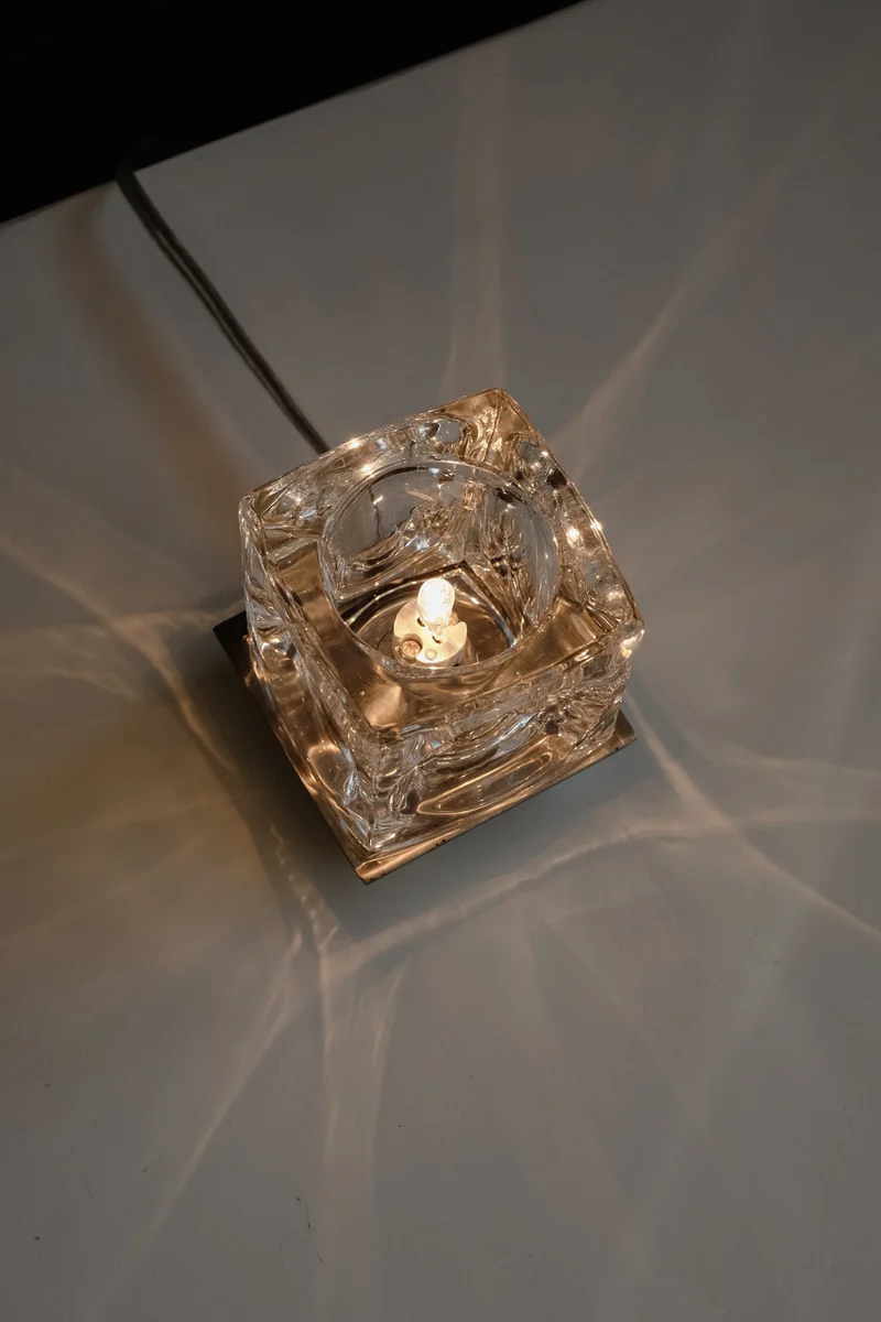 Vintage 'Ice Cube' Glass Table Lamp, 1990s