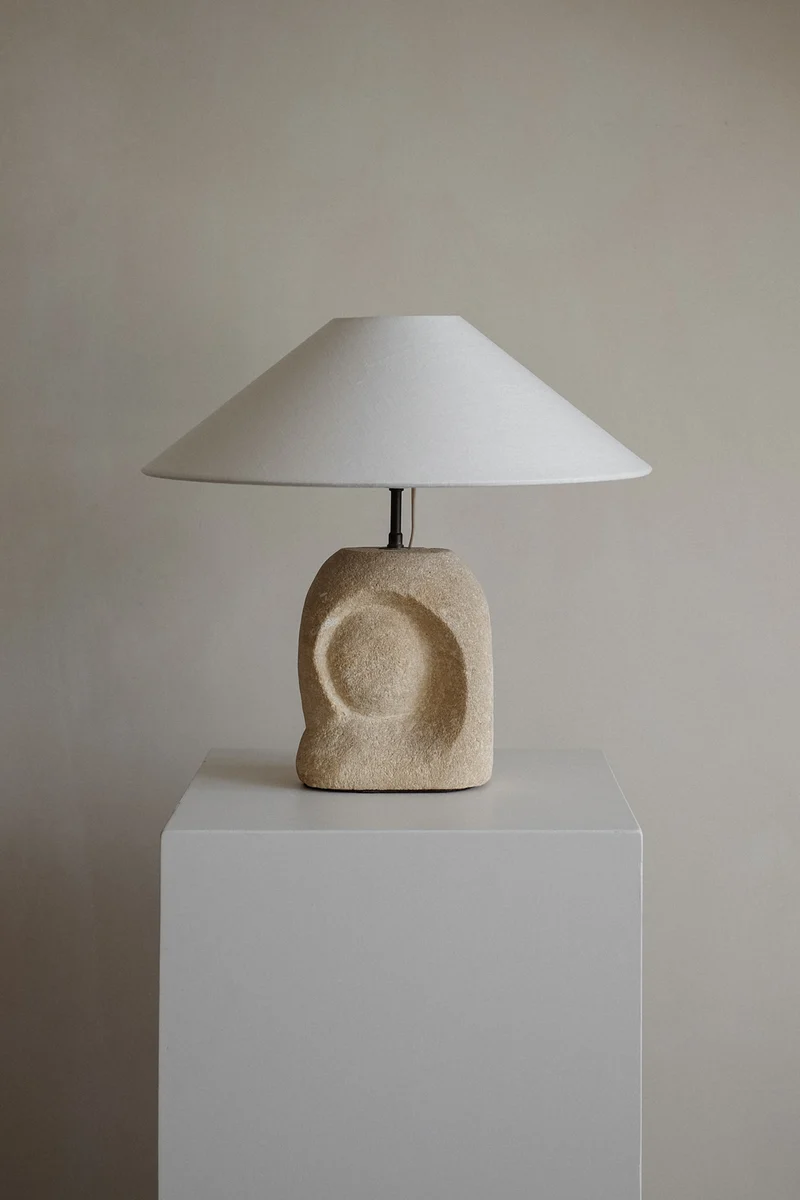 Vintage Table Lamp in Hand-Carved Stone by Pierre-Albert Tormos, 1970s