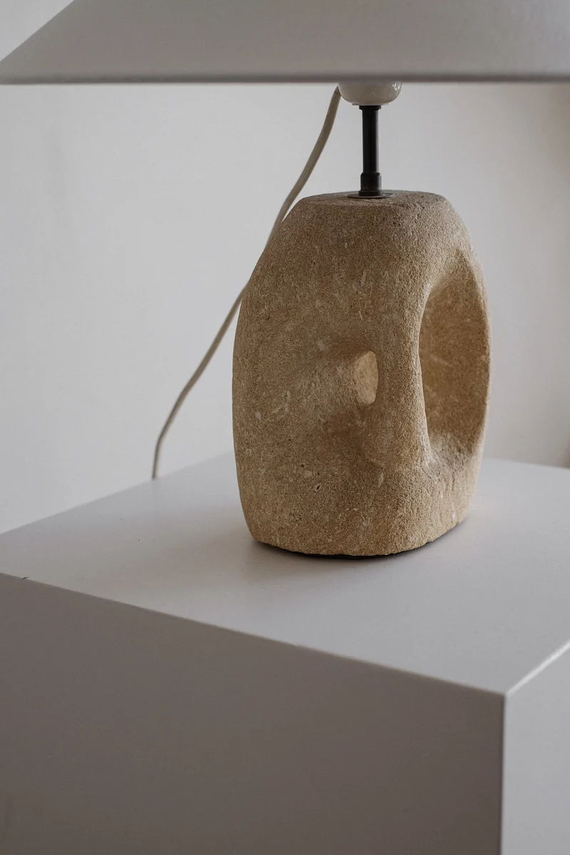 Vintage Table Lamp in Hand-Carved Stone by Pierre-Albert Tormos, 1970s
