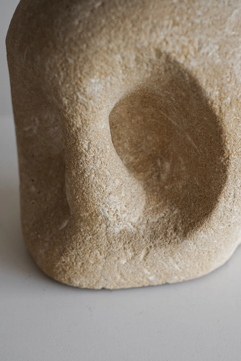 Vintage Table Lamp in Hand-Carved Stone by Pierre-Albert Tormos, 1970s