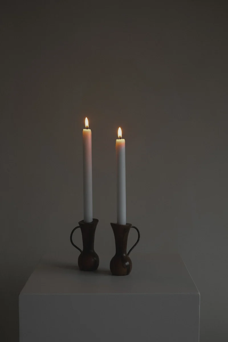 Pair of Wooden Candle Holders