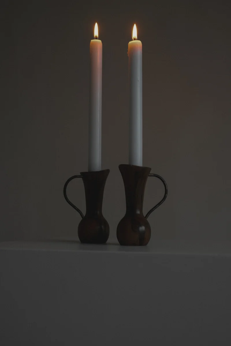 Pair of Wooden Candle Holders