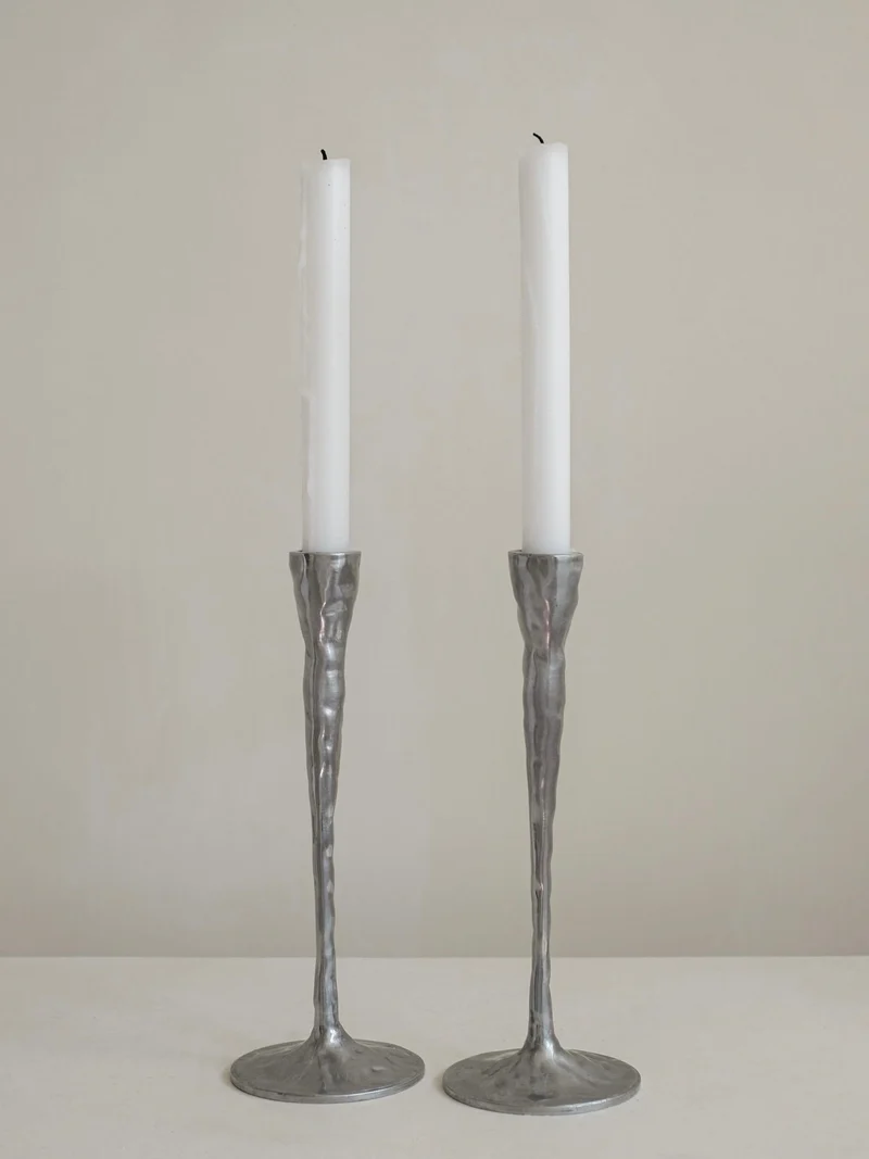 Pair of Aluminium Candle Holders