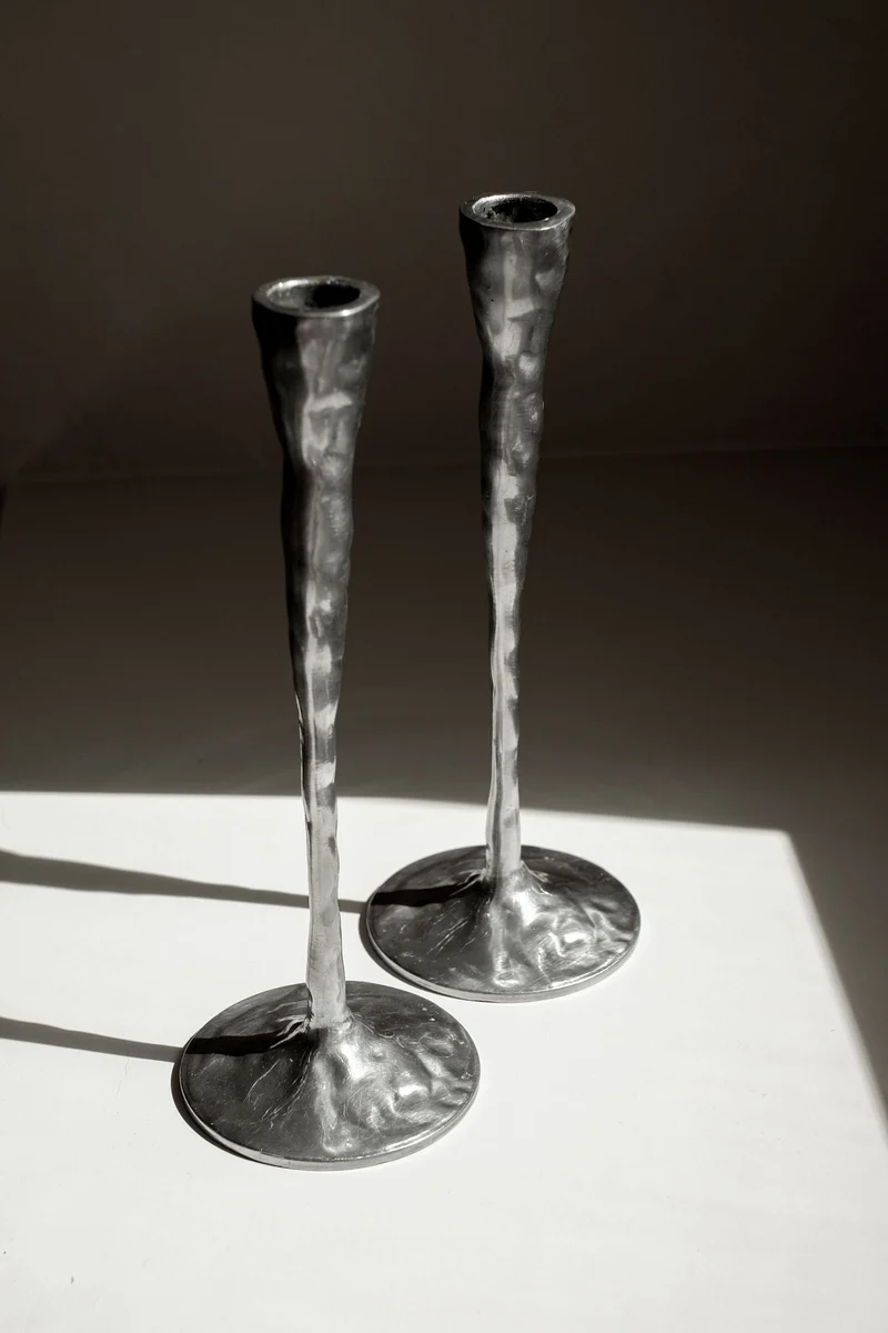 Pair of Aluminium Candle Holders