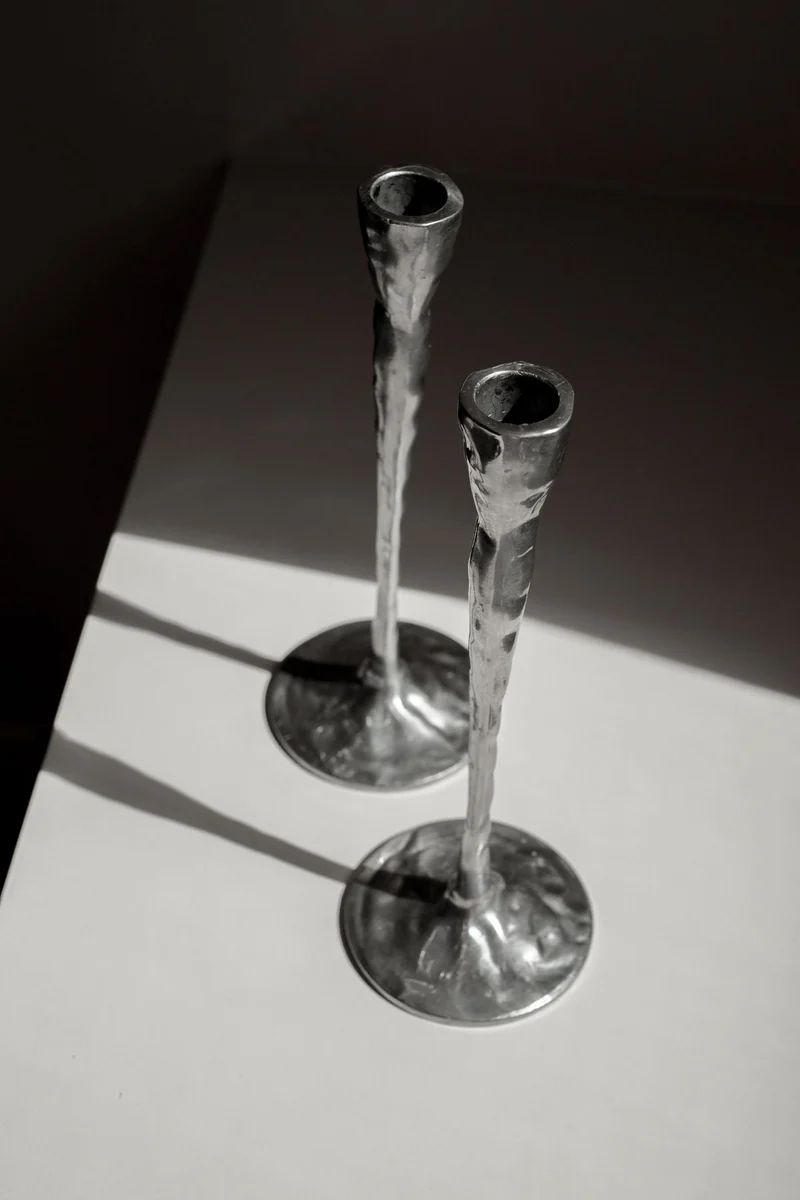 Pair of Aluminium Candle Holders