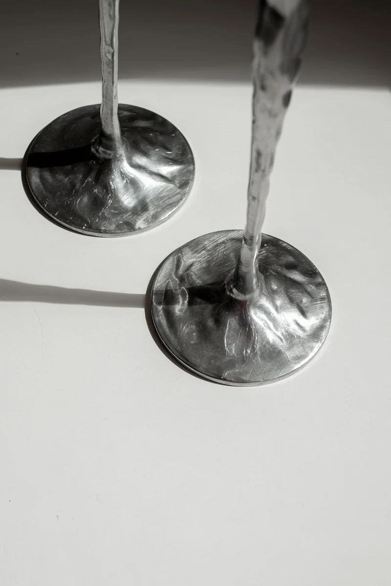 Pair of Aluminium Candle Holders
