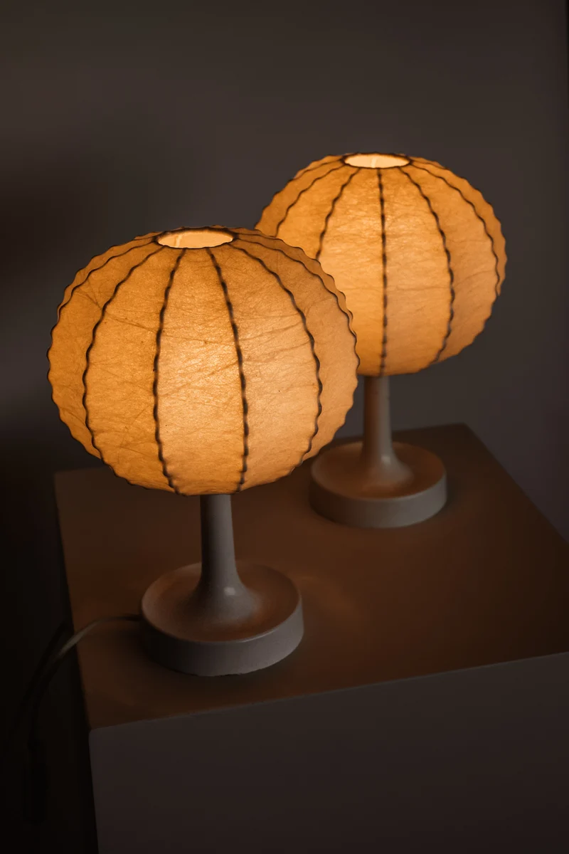 Vintage Pair of Cocoon Resin Table Lamps by Friedel Wauer for Goldkant Leuchten, 1970s