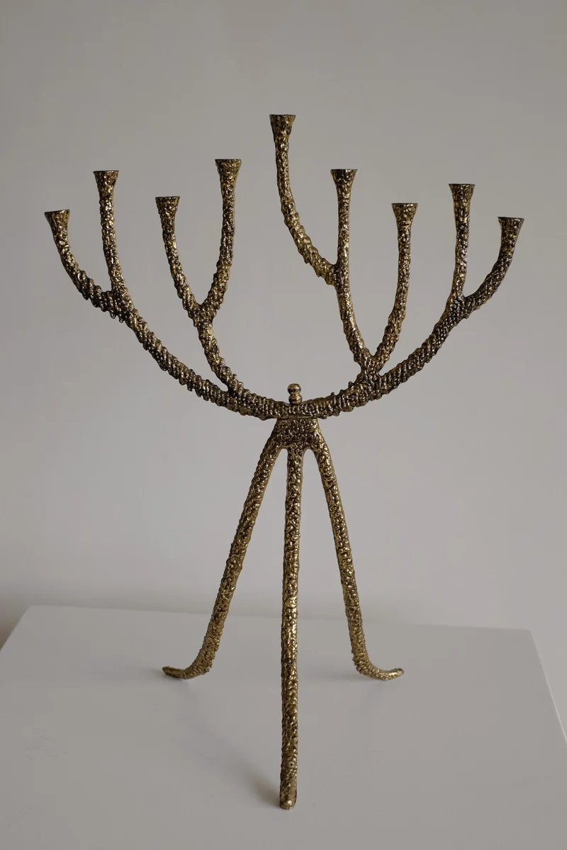 Rare Mid-Century Brutalist Bronze Candelabra