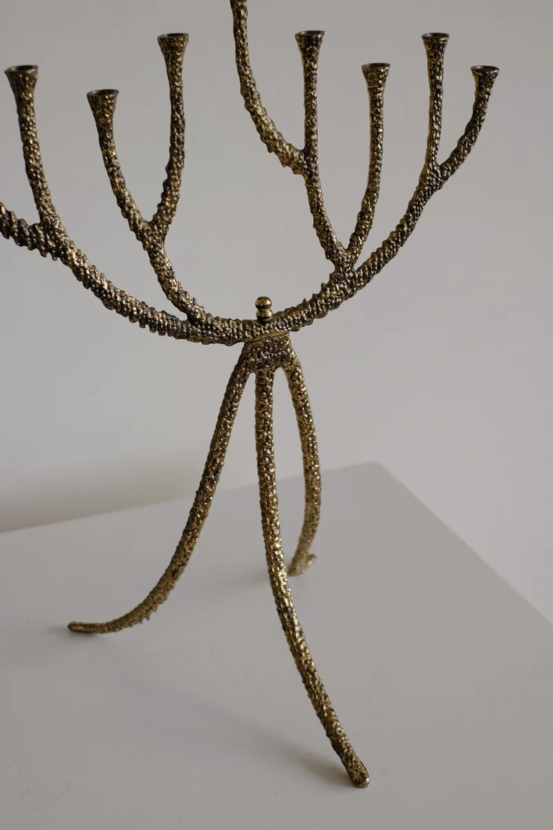 Rare Mid-Century Brutalist Bronze Candelabra