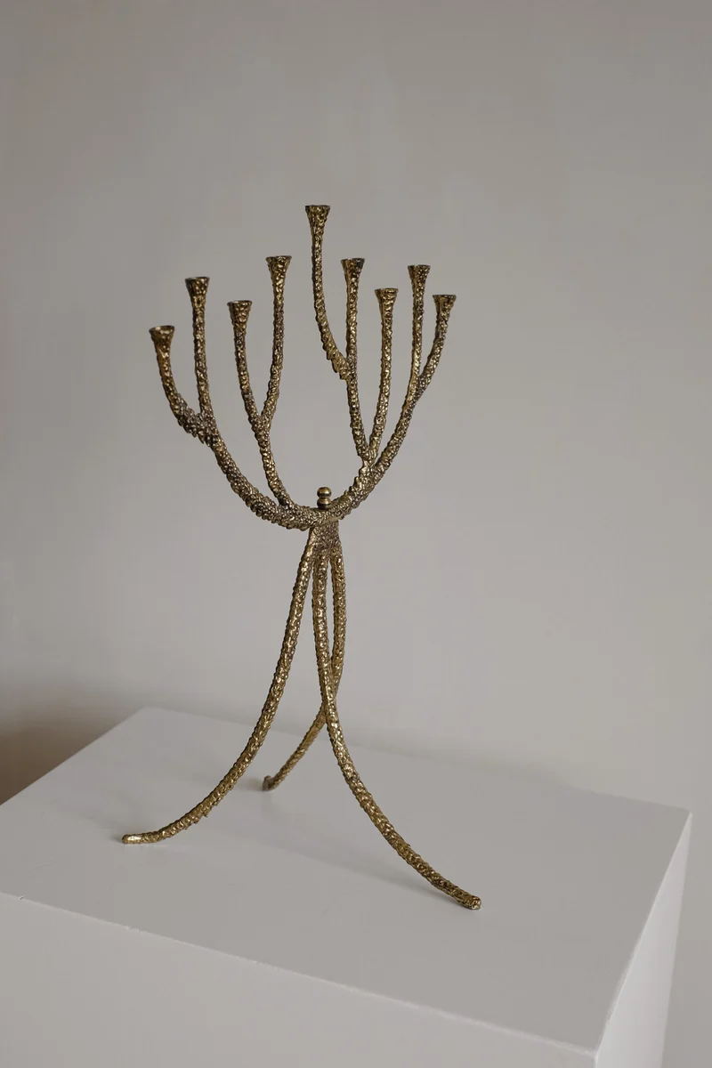 Rare Mid-Century Brutalist Bronze Candelabra